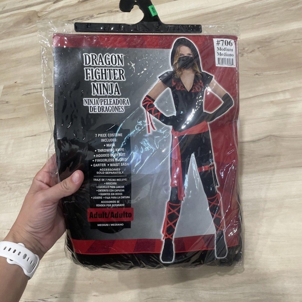 Dragon Fighter Ninja Women's Costume - Black & Red